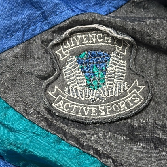 Vintage Givenchy Active Sports Blue Gray Nylon Windbreaker Jacket Size Large - Picture 9 of 11